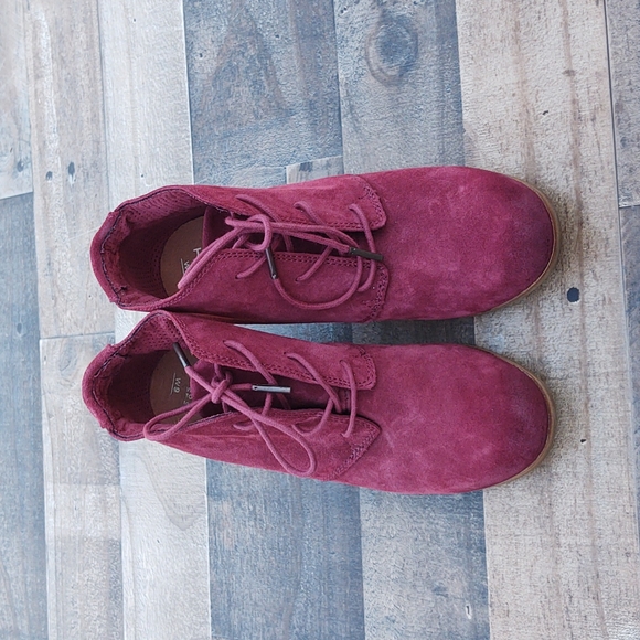 Toms Lunata Oxblood Burnished suede Block heel Bootie sz 9 EU 40 - Picture 3 of 15
